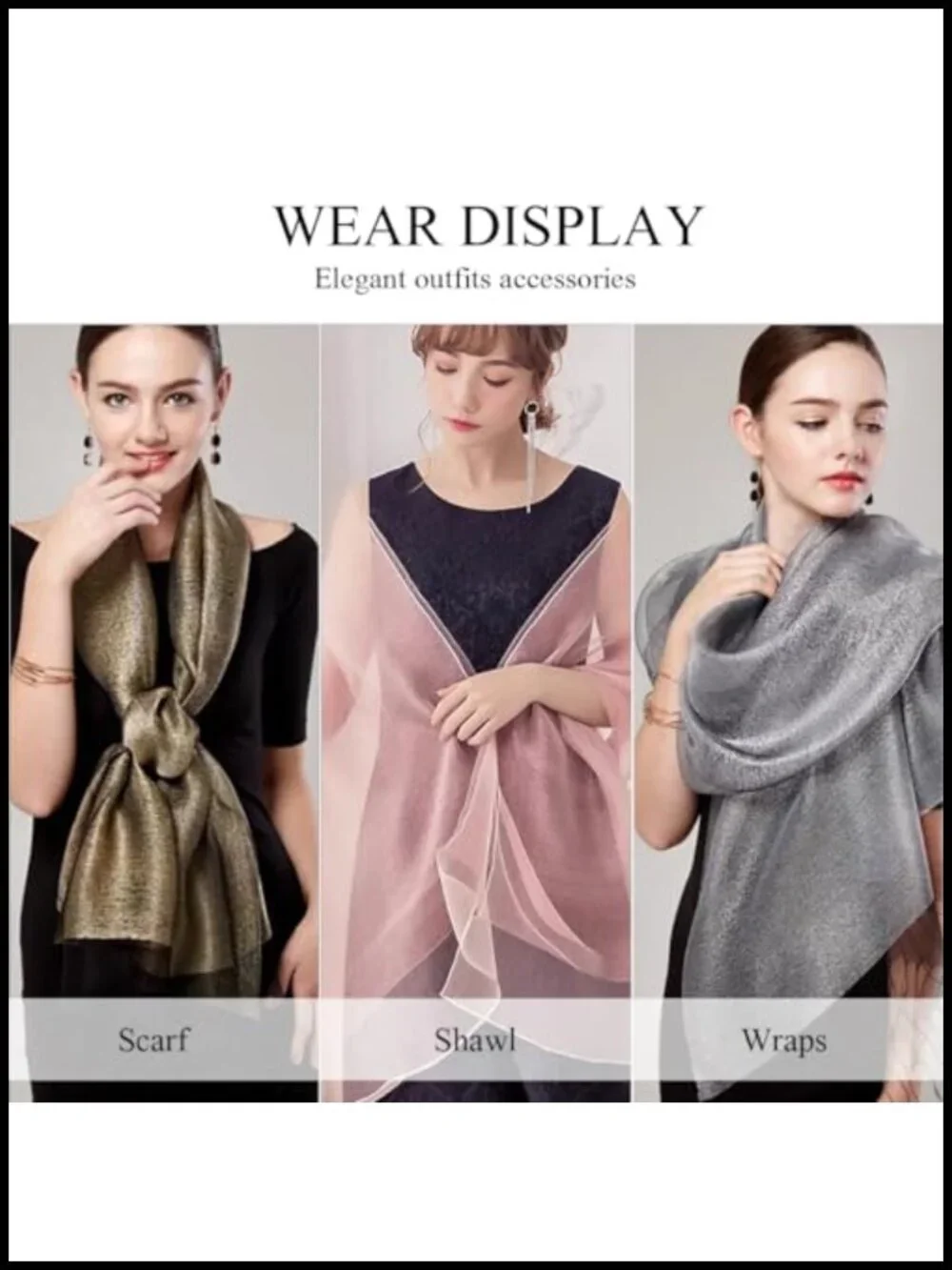 LumiSyne Organza Silk Scarf Shawl Wrap Bridal Party Evening Dress Accessory